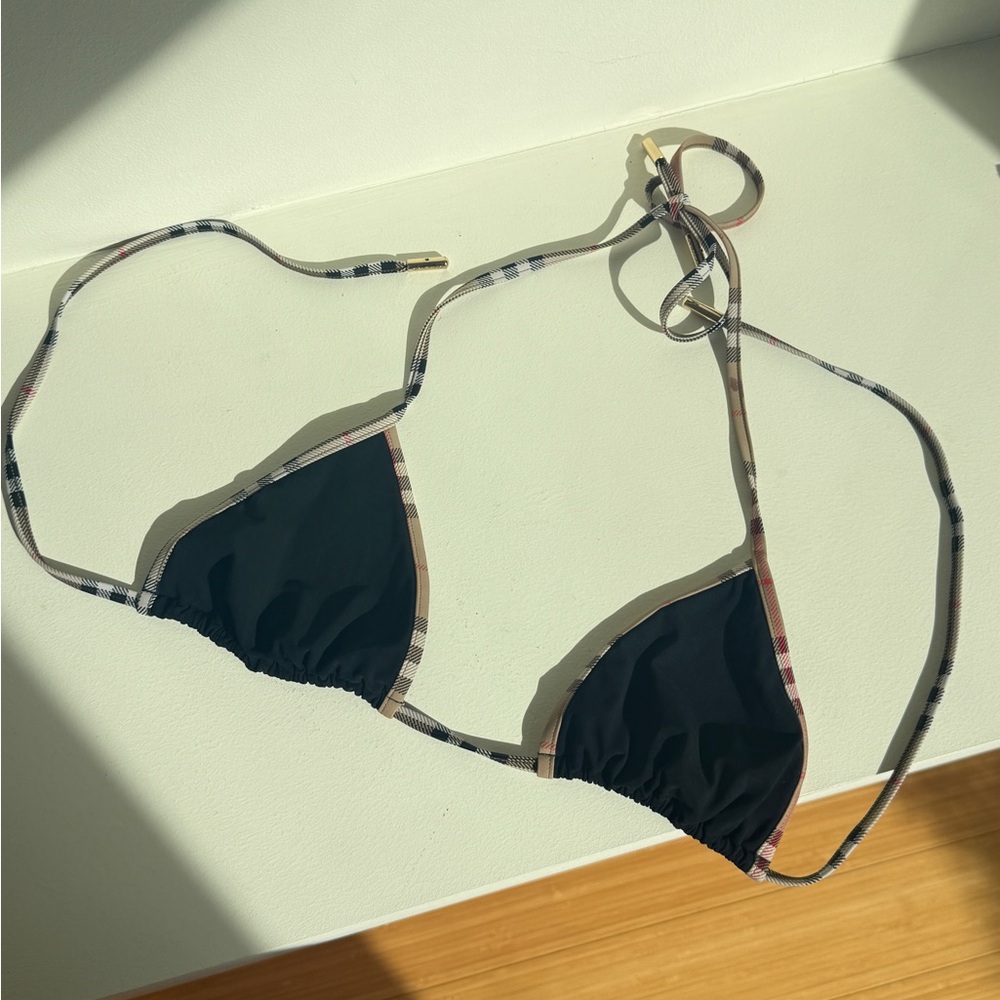Burberry Black Bikini with Plaid Accents